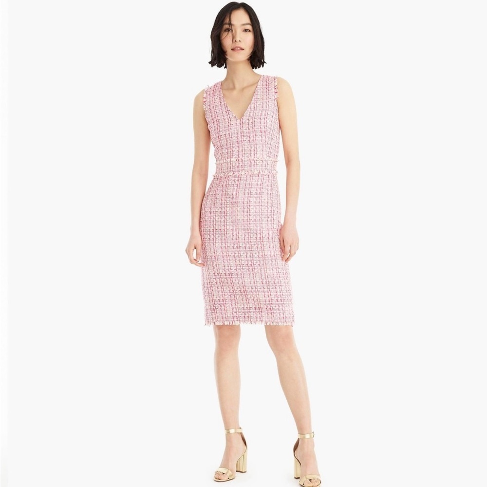 J. Crew Pink Sheath Midi Dress V-Neck Sleeveless